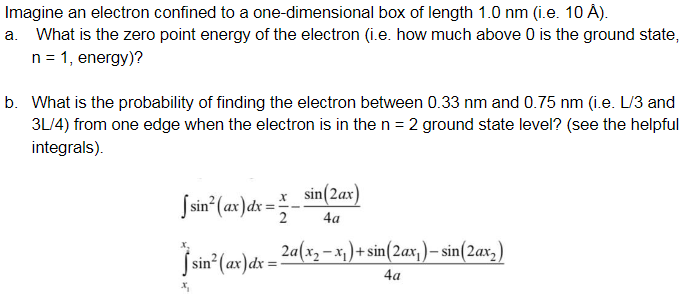 Solved Imagine An Electron Confined To A One-dimensional Box | Chegg.com