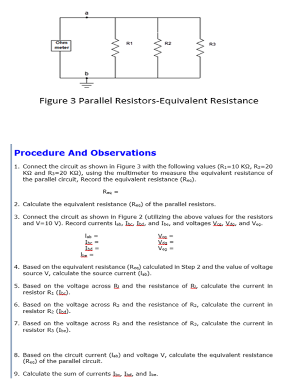 Solved Ohm w R1 R2 R3 Figure 3 Parallel Resistors-Equivalent | Chegg.com