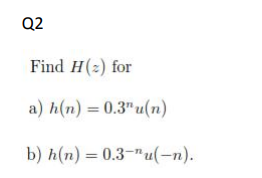 Solved Q2 Find H(2) for a) h(n) = 0.3