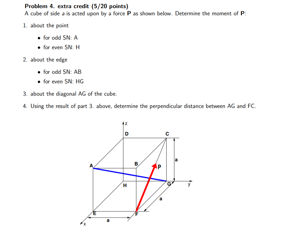 Solved Problem 4. extra credit (5/20 points) A cube of side | Chegg.com