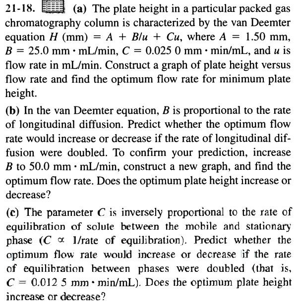 Solved 21 18. a The plate height in a particular packed
