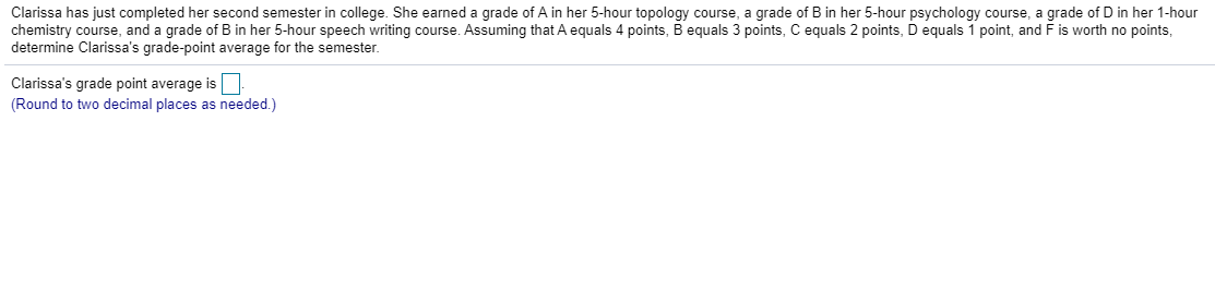Solved Clarissa has just completed her second semester in | Chegg.com