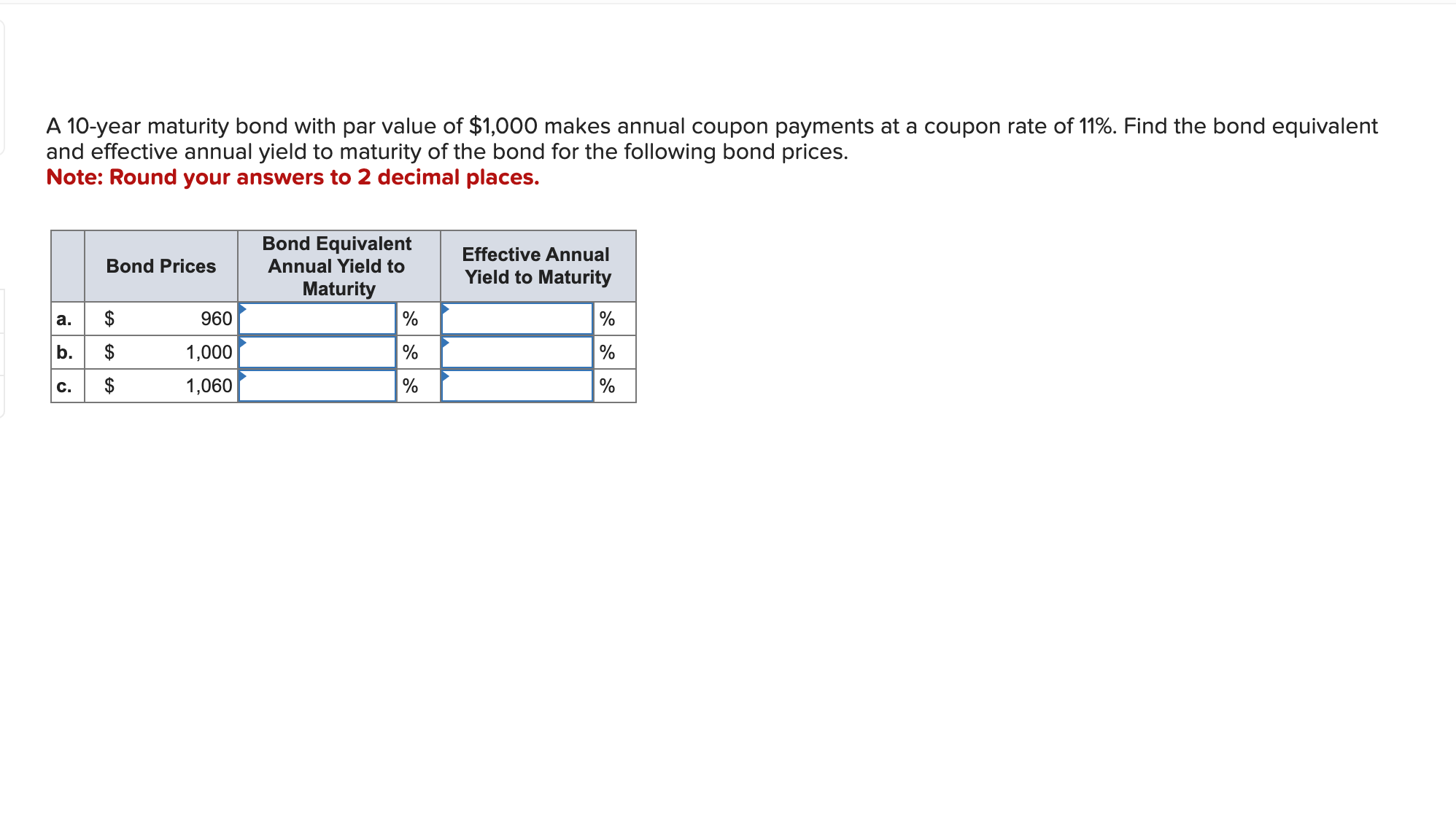 Solved A 10 -year maturity bond with par value of $1,000 | Chegg.com