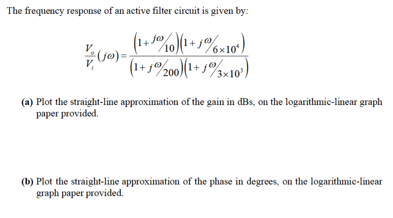 Solved The frequency response of an active filter circuit is | Chegg.com
