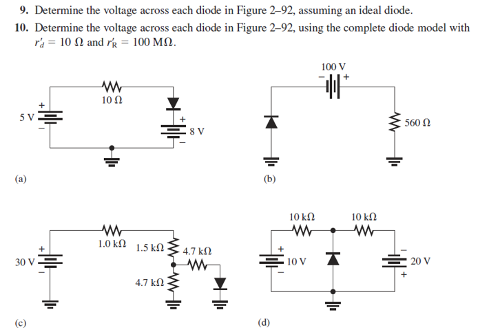 Solved 9. Determine the voltage across each diode in Figure | Chegg.com