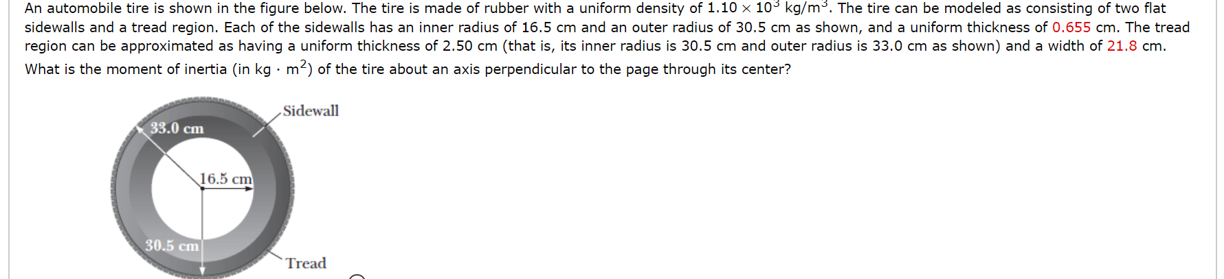 Solved An automobile tire is shown in the figure below. The | Chegg.com