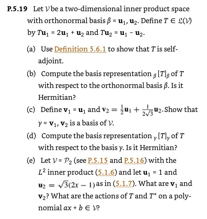 P 5 19 Let V Be A Two Dimensional Inner Product Sp Chegg Com