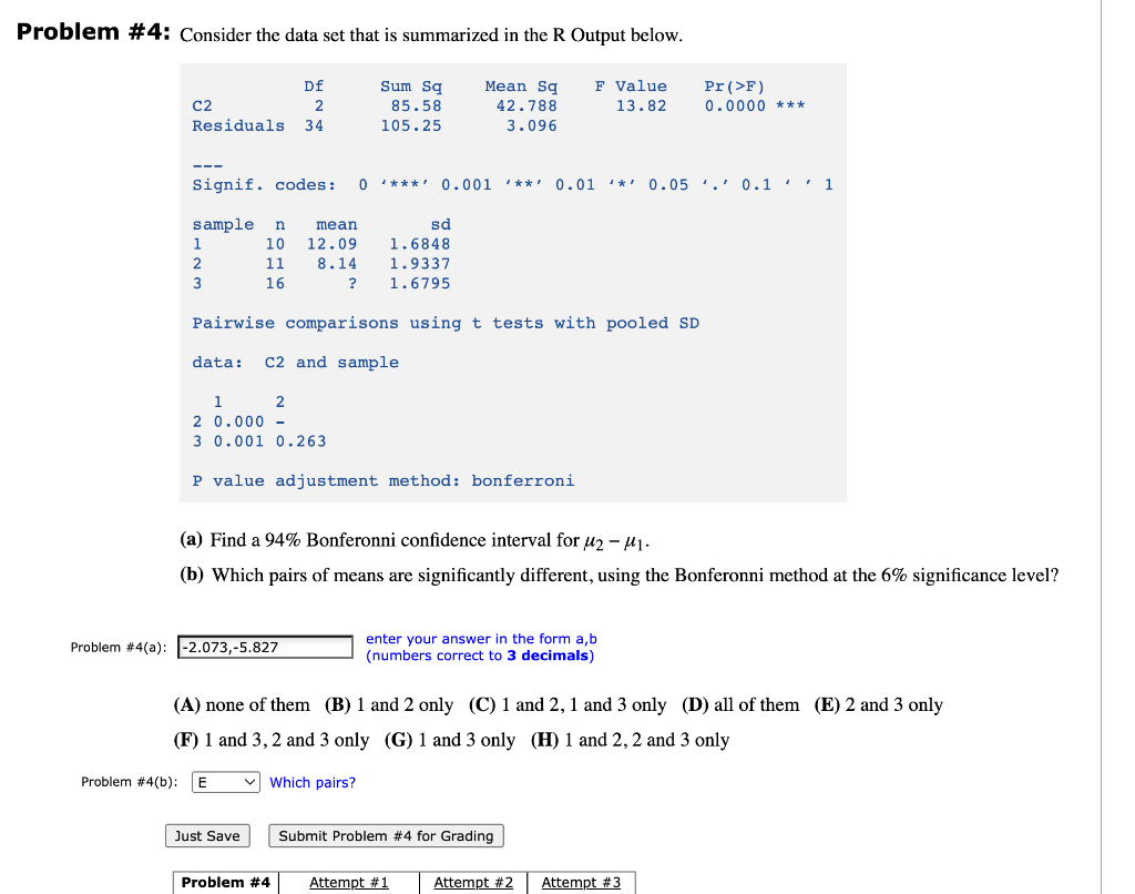 Solved Problem \#4: Consider The Data Set That Is Summarized | Chegg.com