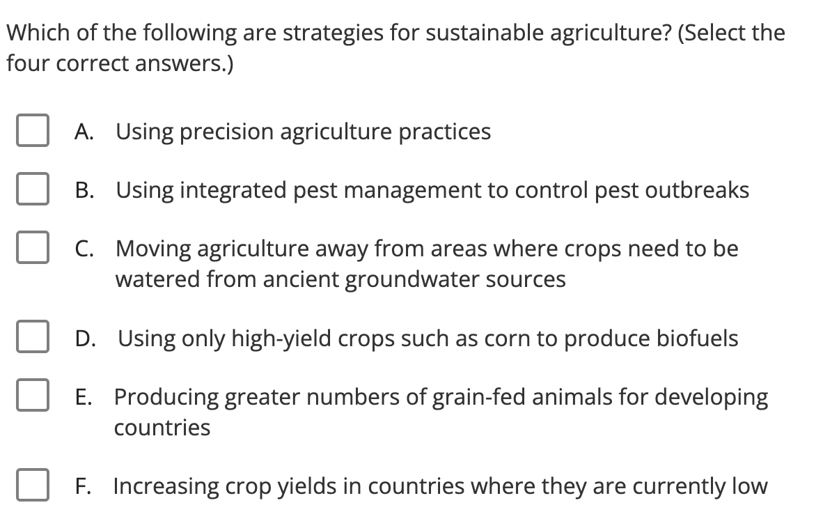 Solved Which of the following are strategies for sustainable | Chegg.com