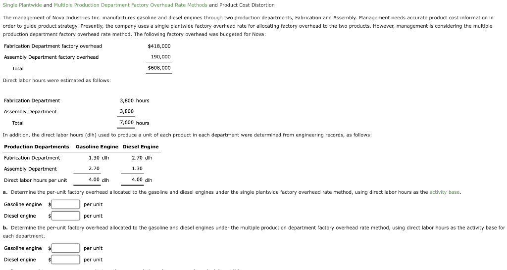 Solved Single Plantwide And Multiple Production Department Chegg