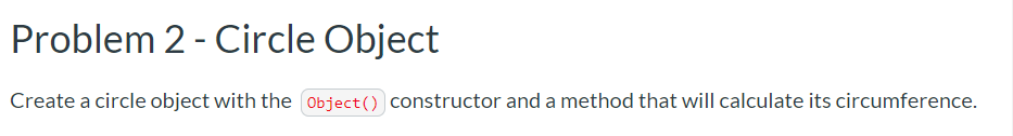 Solved Problem 2 - Circle Object Create a circle object with | Chegg.com