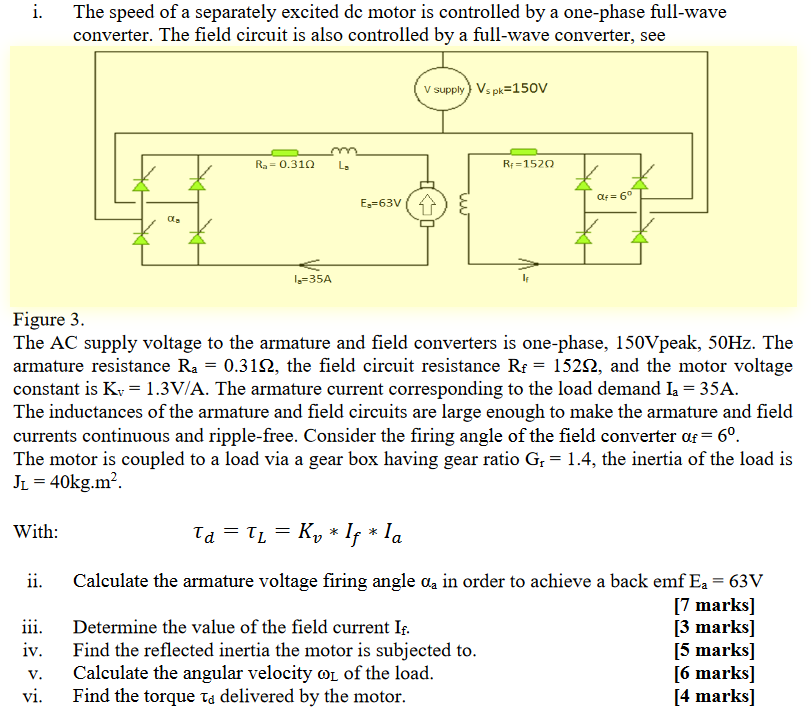 Solved i. The speed of a separately excited dc motor is | Chegg.com