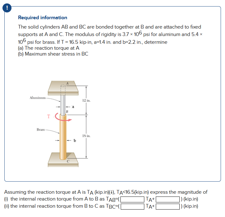 Solved Required Information The Solid Cylinders AB And BC | Chegg.com