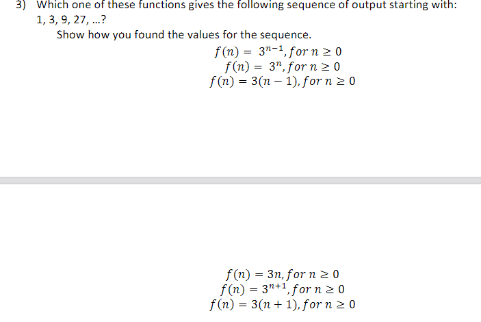 Solved 3) Which one of these functions gives the following | Chegg.com