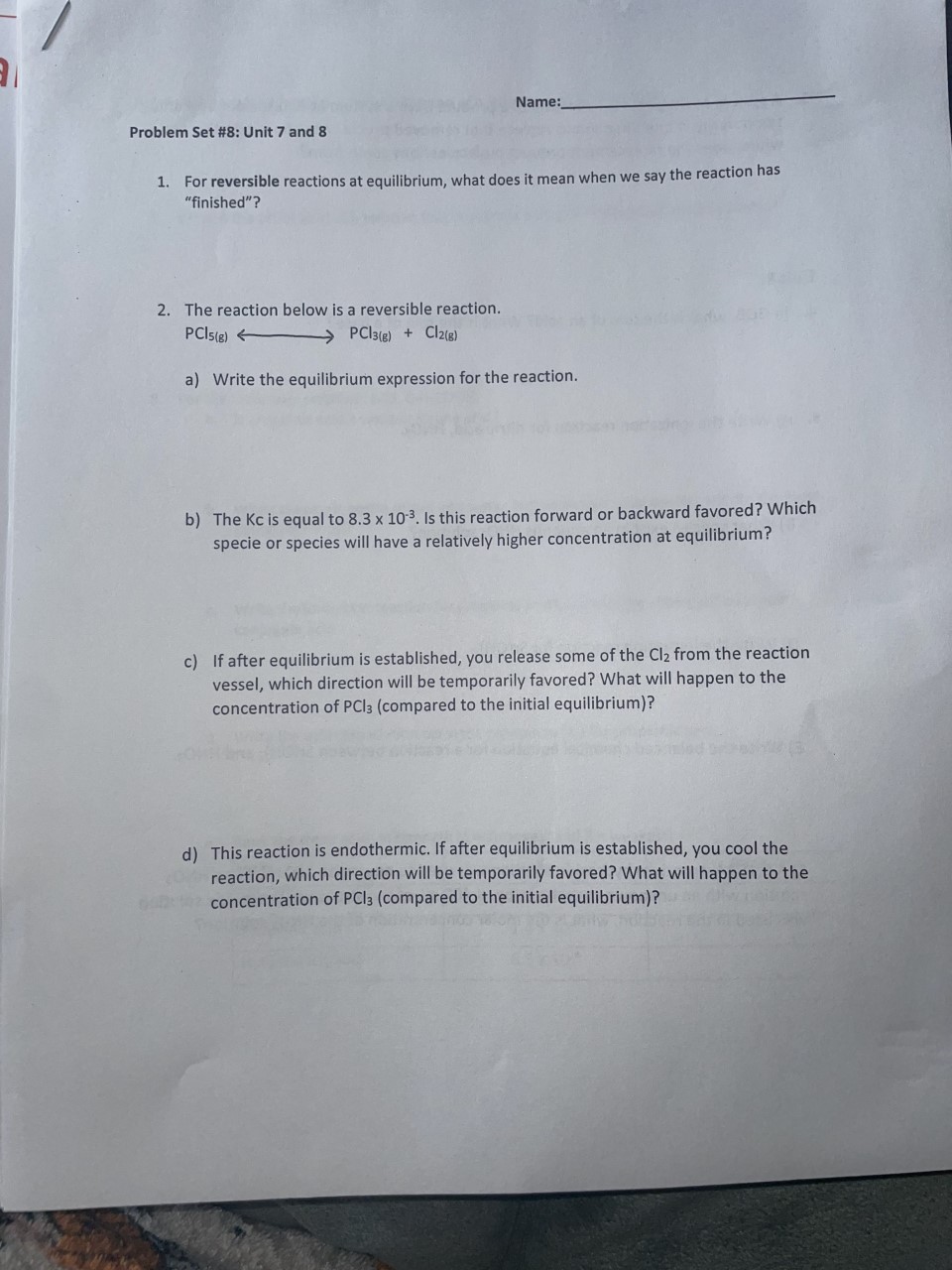 Solved Problem Set \#8: Unit 7 and 8 1. For reversible | Chegg.com