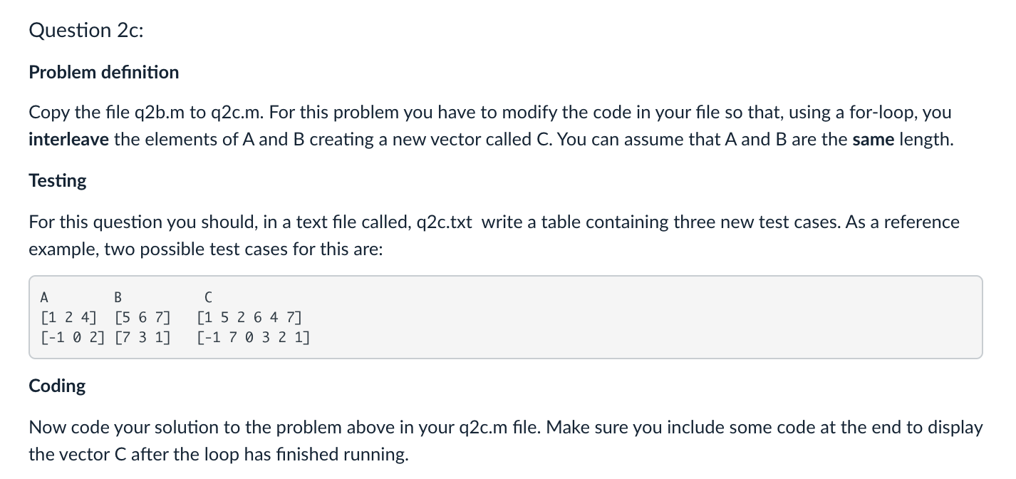 Solved Question 2c: Problem definition Copy the file q2b.m | Chegg.com