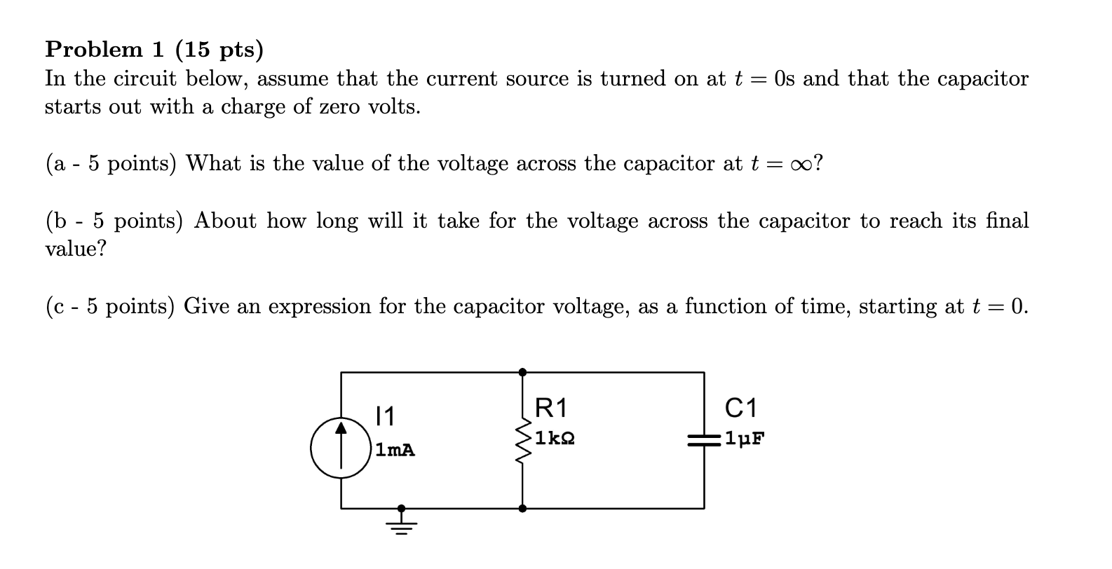 Solved Problem 1 (15 pts) In the circuit below, assume that | Chegg.com
