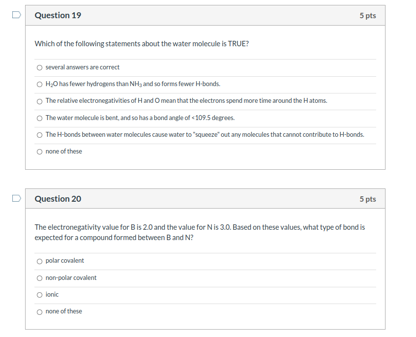 Solved Question 19 5 pts Which of the following statements