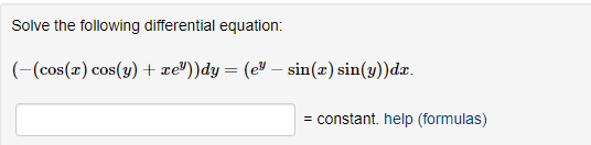 Solved Solve the following differential equation: (-(cos(x) | Chegg.com