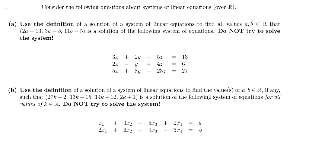 system of linear equations definition