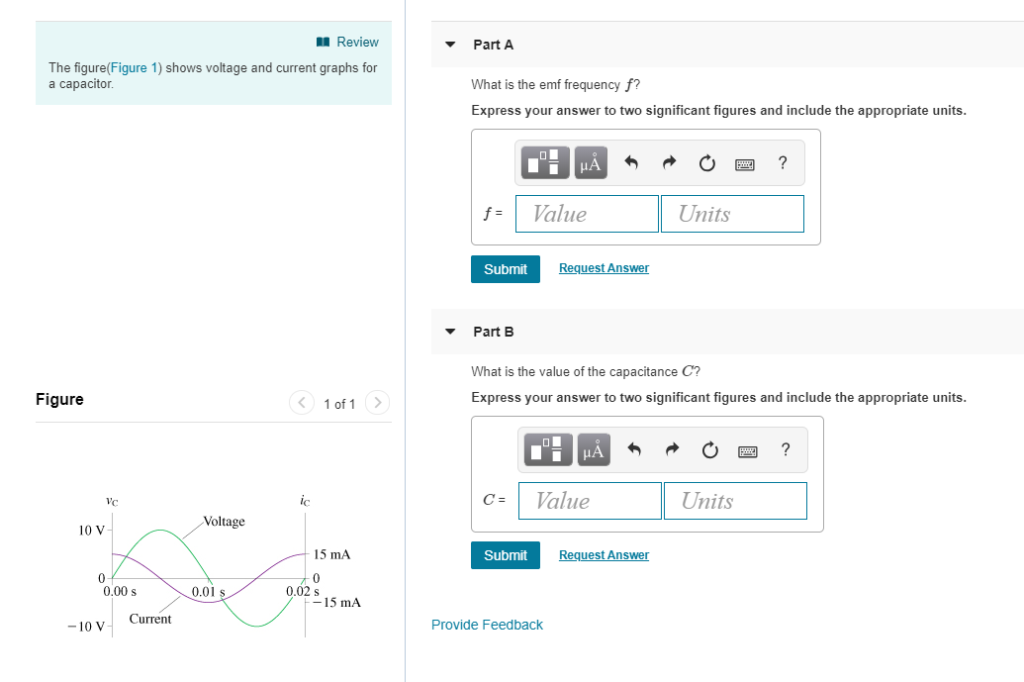 Solved Review PartA The figure(Figure 1) shows voltage and | Chegg.com