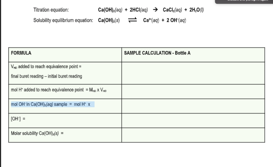 ca oh 2 hcl titration equation