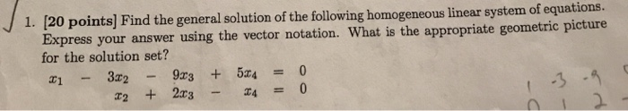 Solved 1. [20 points] Find the general solution of the | Chegg.com