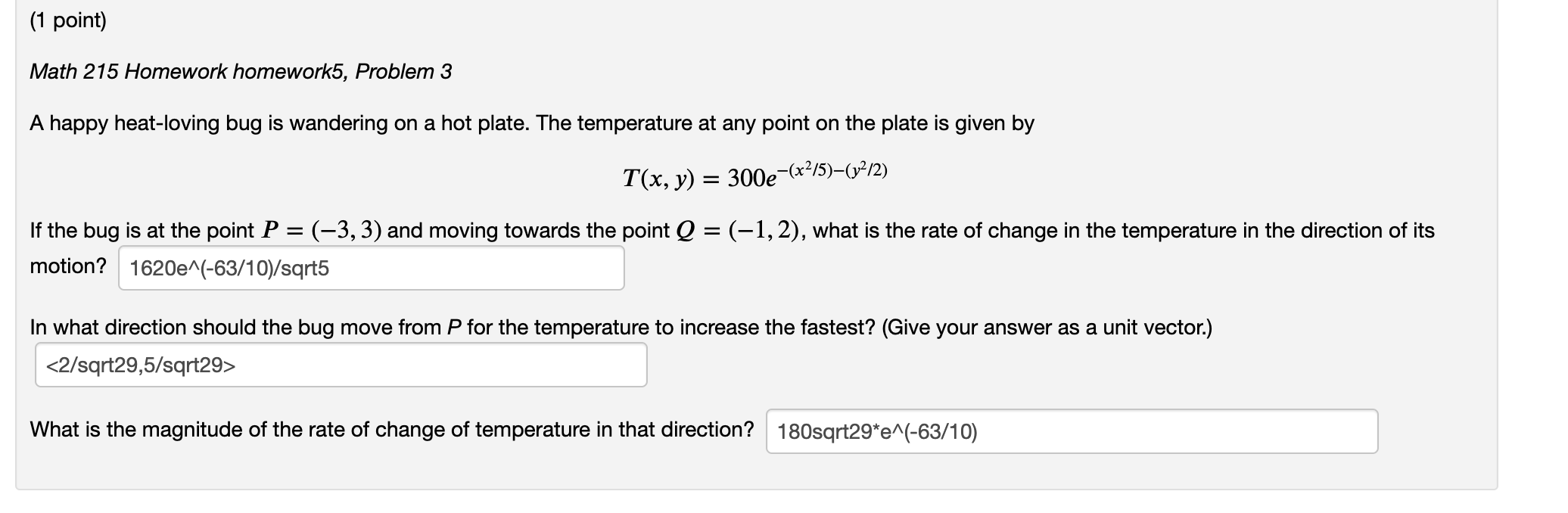 Solved (1 point) Math 215 Homework homework5, Problem 3 A | Chegg.com