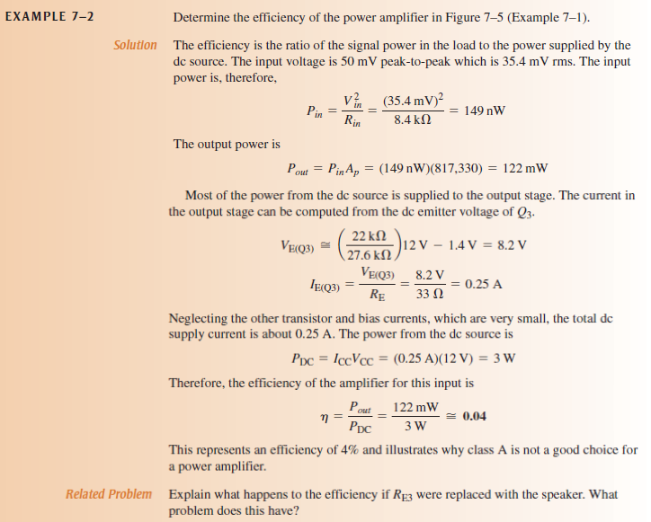 Solved EXAMPLE 71 Determine the voltage gain and the power