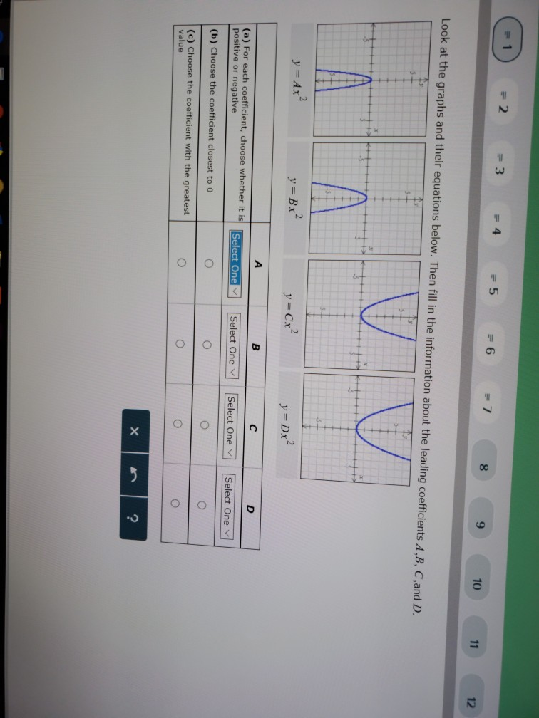 Solved 2 34 567 8 10 Look at the graphs and their equations | Chegg.com