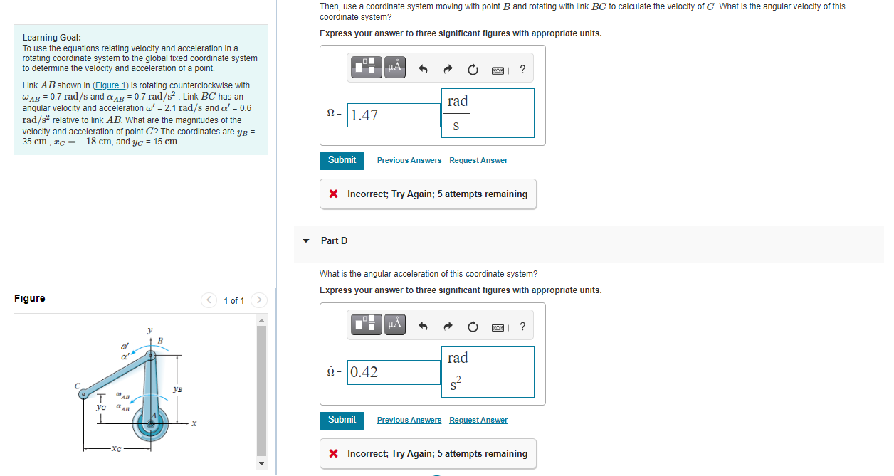 Solved Then, use a coordinate system moving with point B and | Chegg.com