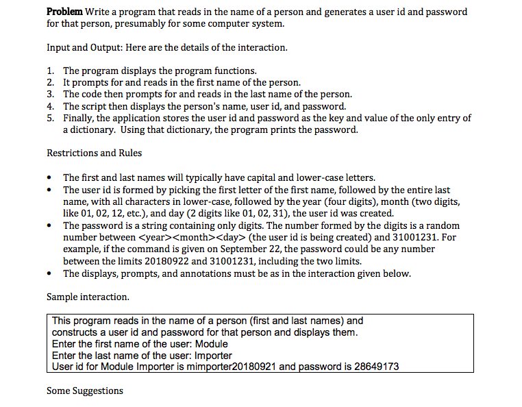 Solved Problem Write a program that reads in the name of a | Chegg.com