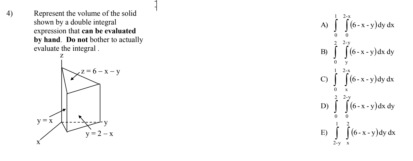 Solved 4) ſ |(6-x-y)dy dx Represent the volume of the solid | Chegg.com