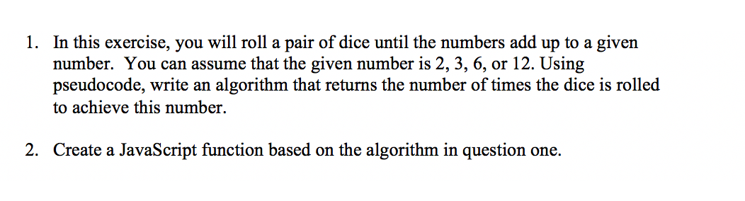 Solved 1. In this exercise, you will roll a pair of dice | Chegg.com