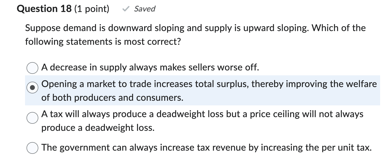 Solved Suppose demand is downward sloping and supply is | Chegg.com