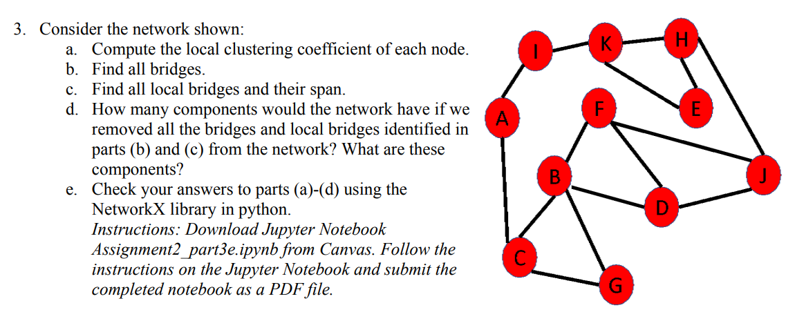 3. Consider the network shown: a. Compute the local | Chegg.com