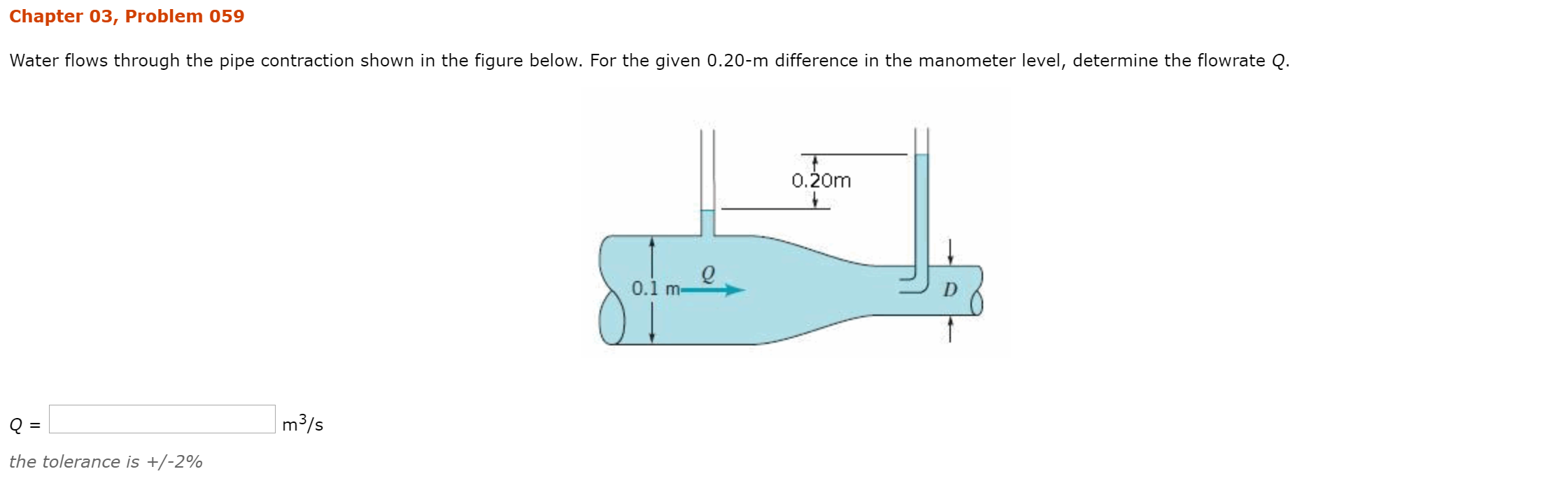 Solved Chapter 03, Problem 059 Water flows through the pipe | Chegg.com