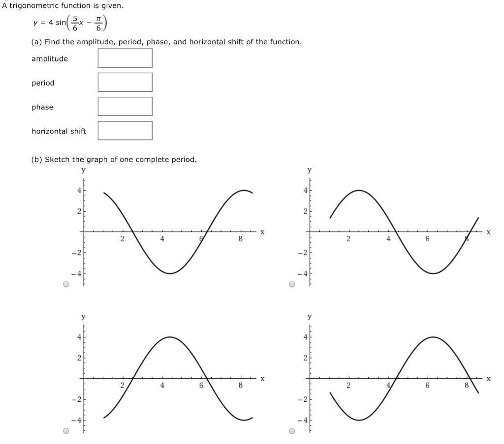 Solved A trigonometric function is given (a) Find the | Chegg.com