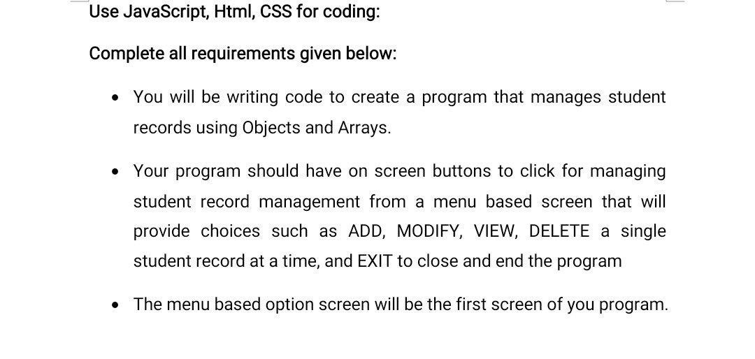 Use JavaScript, Html, CSS for coding: Complete all | Chegg.com