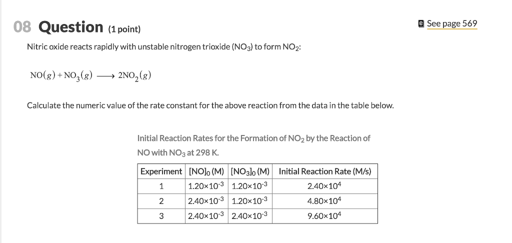Solved 08 Question ( point) a See page 569 Nitric oxide | Chegg.com