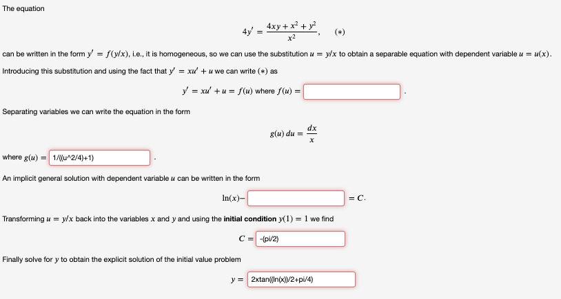 Solved The Equation 4y 4xy X Y2 X2 Can Be Written In