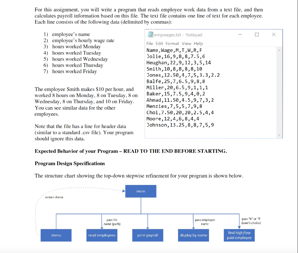 Solved For This Assignment, You Will Write A Program That | Chegg.com