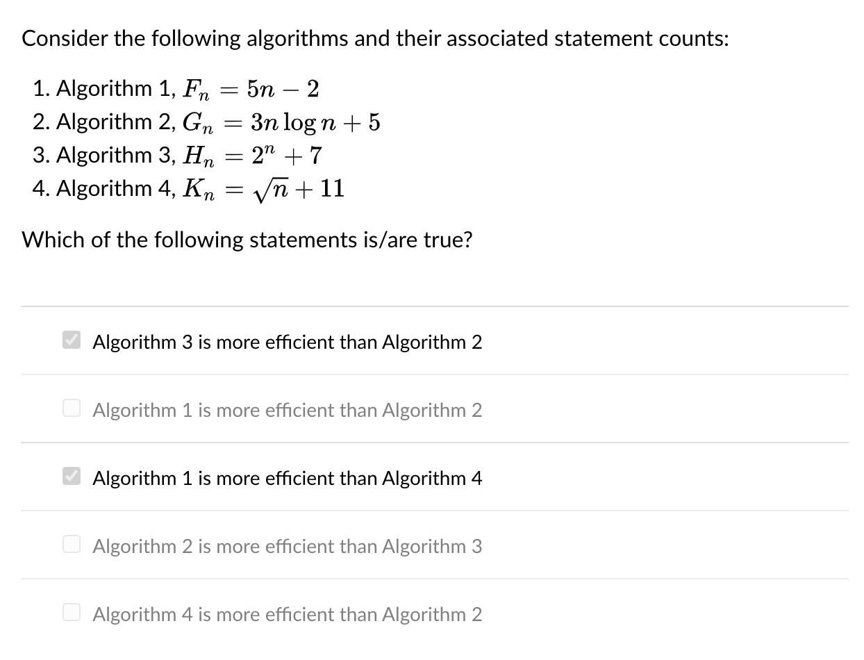 Solved Consider The Following Algorithms And Their | Chegg.com