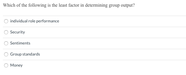 Solved Which Of The Following Is The Least Factor In Chegg