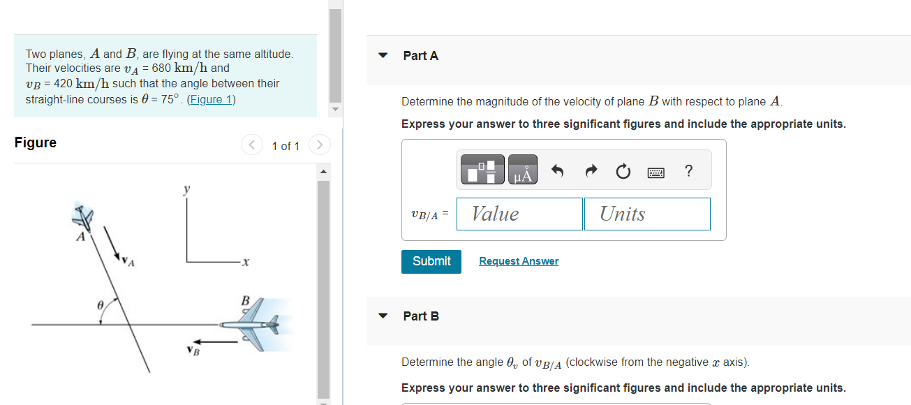 Solved Two Planes, A And B, Are Flying At The Same Altitude. | Chegg.com