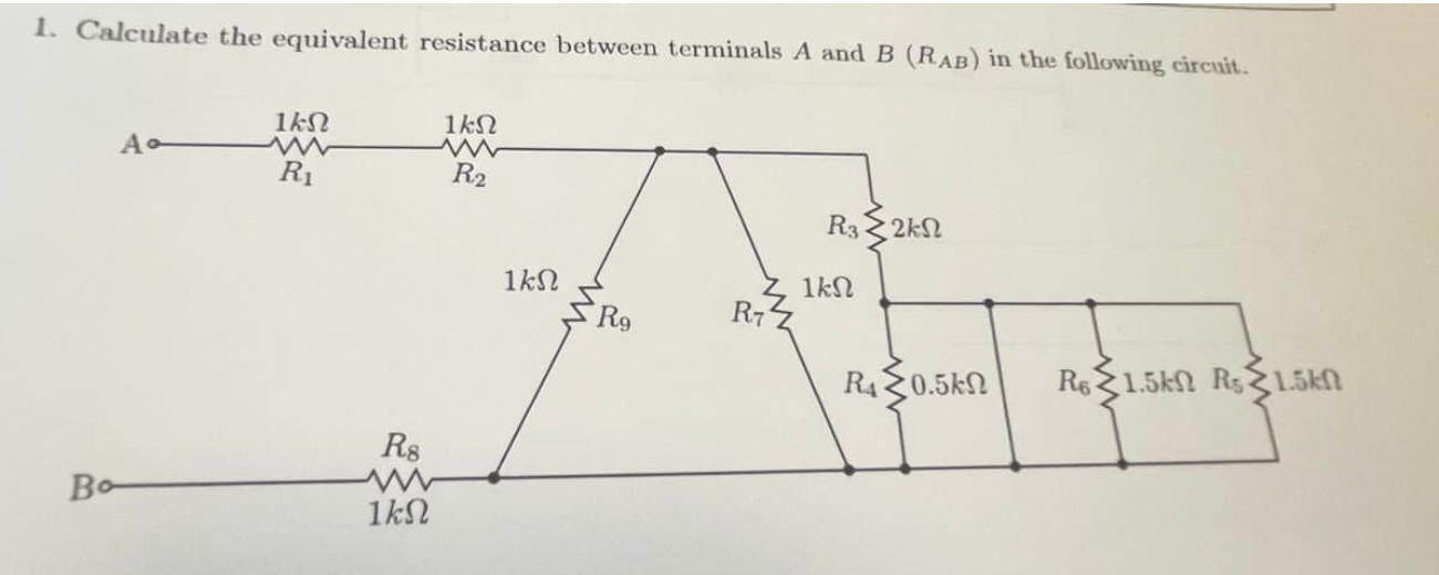 Solved Calculate The Equivalent Resistance Between Terminals | Chegg.com