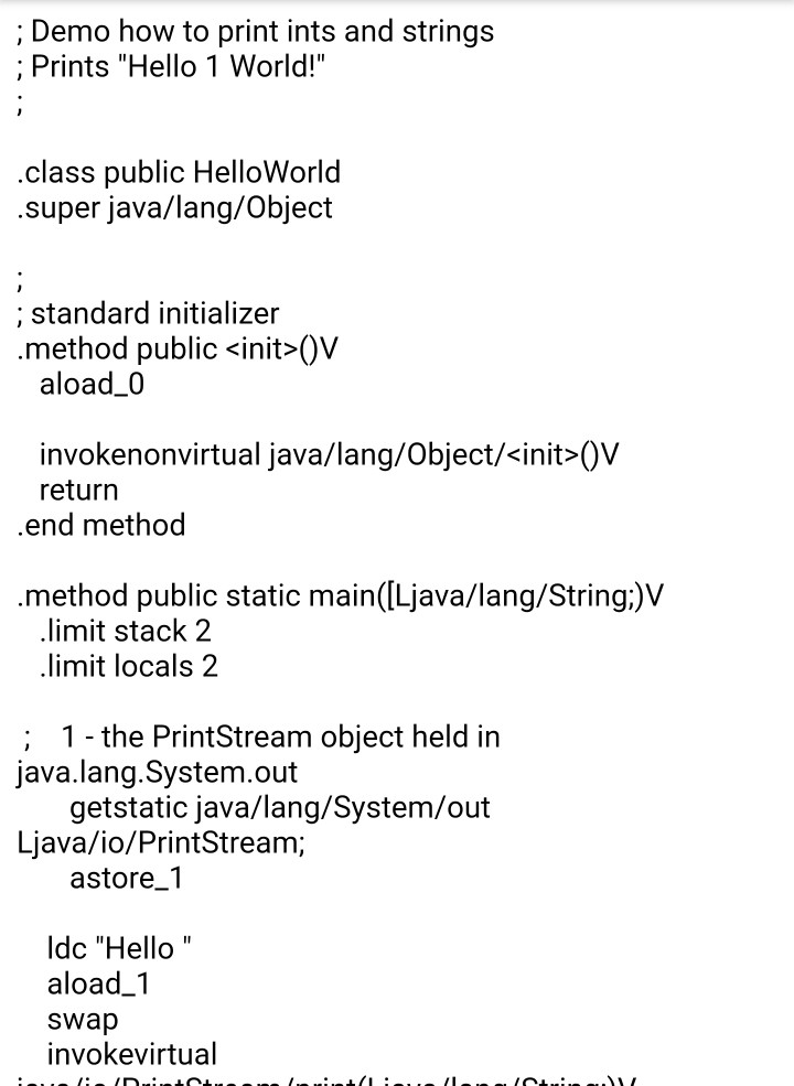 See the Count.j example for how to print integers, | Chegg.com