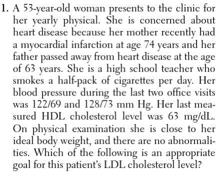 Solved 1. A 53-year-old woman presents to the clinic for her | Chegg.com