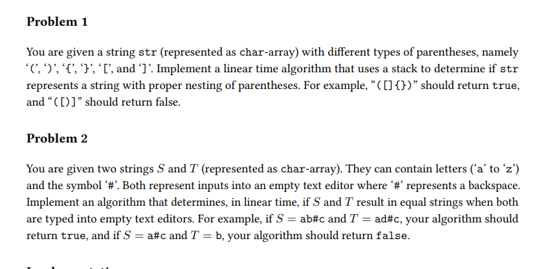Solved Problem 1 You are given a string str (represented as | Chegg.com
