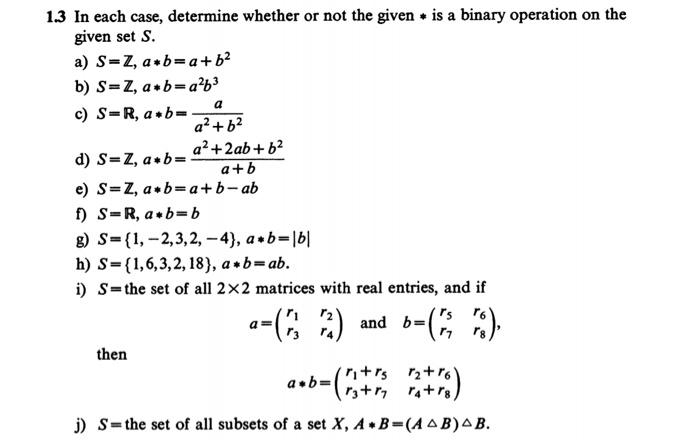 Solved 1.3 In each case, determine whether or not the given | Chegg.com